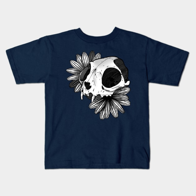 flower skull Kids T-Shirt by Witch